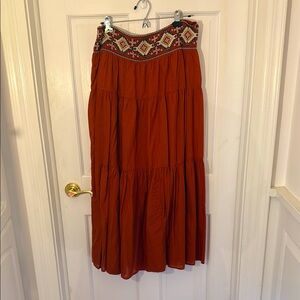 Embroidered Rust Skirt